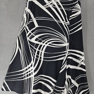 Grace Dane Lewis Womens 10 Skirt 100% Silk Black White Slit Flowy Feminine